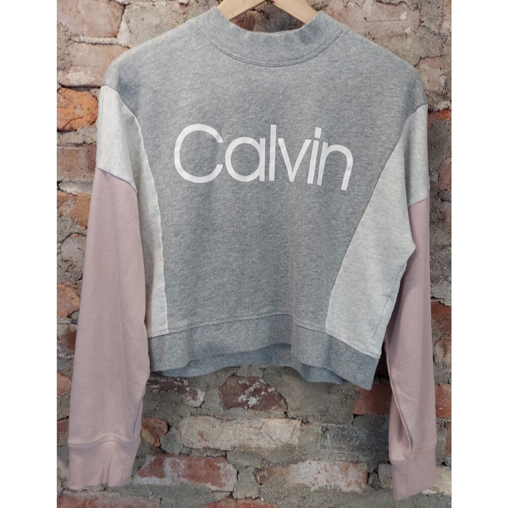 Calvin Klein Women's Colorblock Logo Sweatshirt - Grey & Blush
